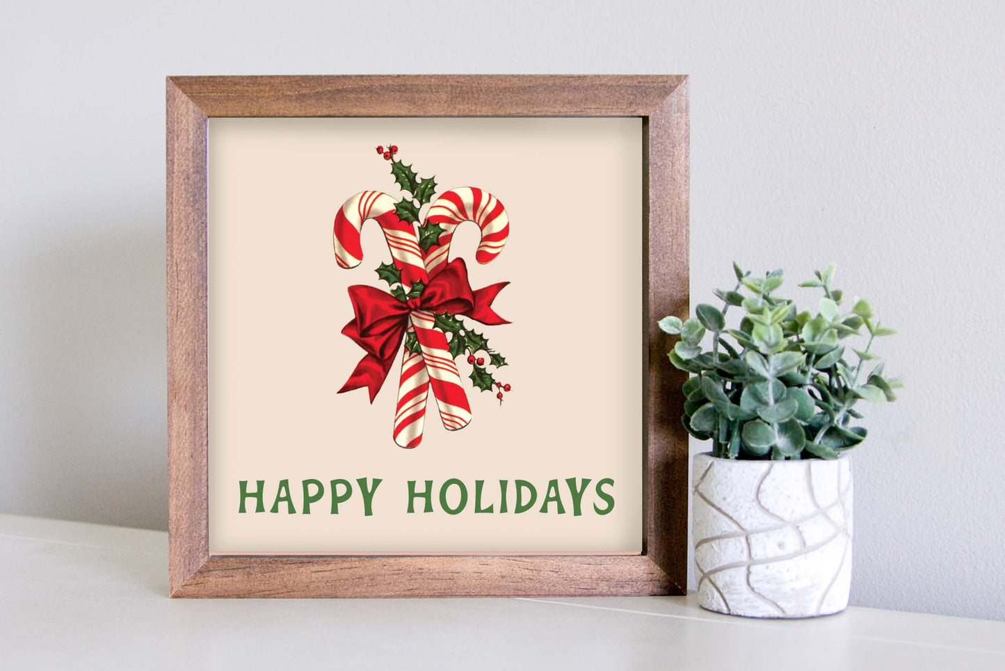 SLIGHTLY FLAWED Medium Size Sign Insert: Happy Holidays Candy Cane (Christmas) | Magnetic Sign INSERT ONLY
