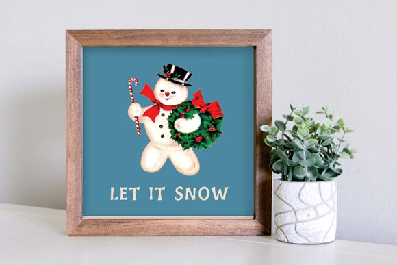 SLIGHTLY FLAWED Medium Size Sign Insert: Let it Snow Snowman (Christmas) | Magnetic Sign INSERT ONLY