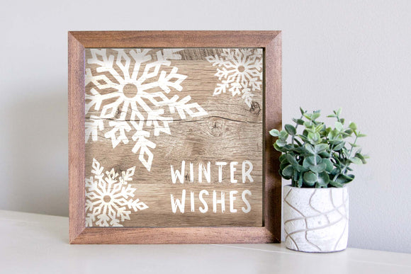 Medium Size Sign Insert: Winter Wishes (Winter/Christmas) | Magnetic Sign INSERT ONLY